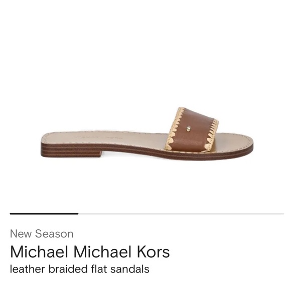 Michael Kors Tan and Brown Leather Sandals size 8 NEW Beautiful Summer/Fall - Picture 1 of 5